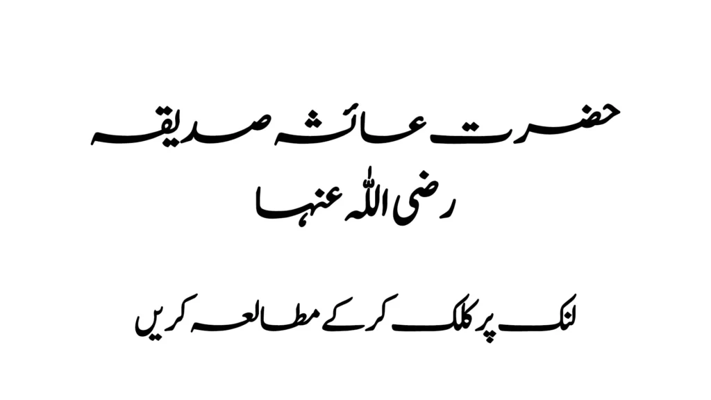 حضرت عائشہ صدیقہ رضی اللّٰہ عنہا